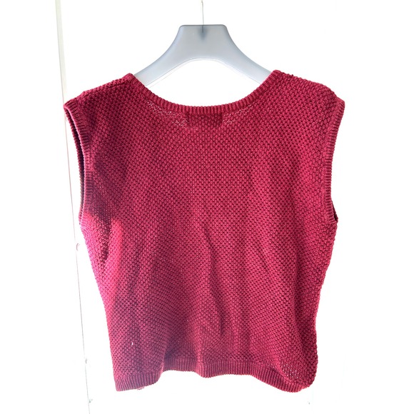 WORTHINGTON M Red Cable Knit Vest Ramie Cotton Vintage Medium Christmas Festive - Picture 2 of 10
